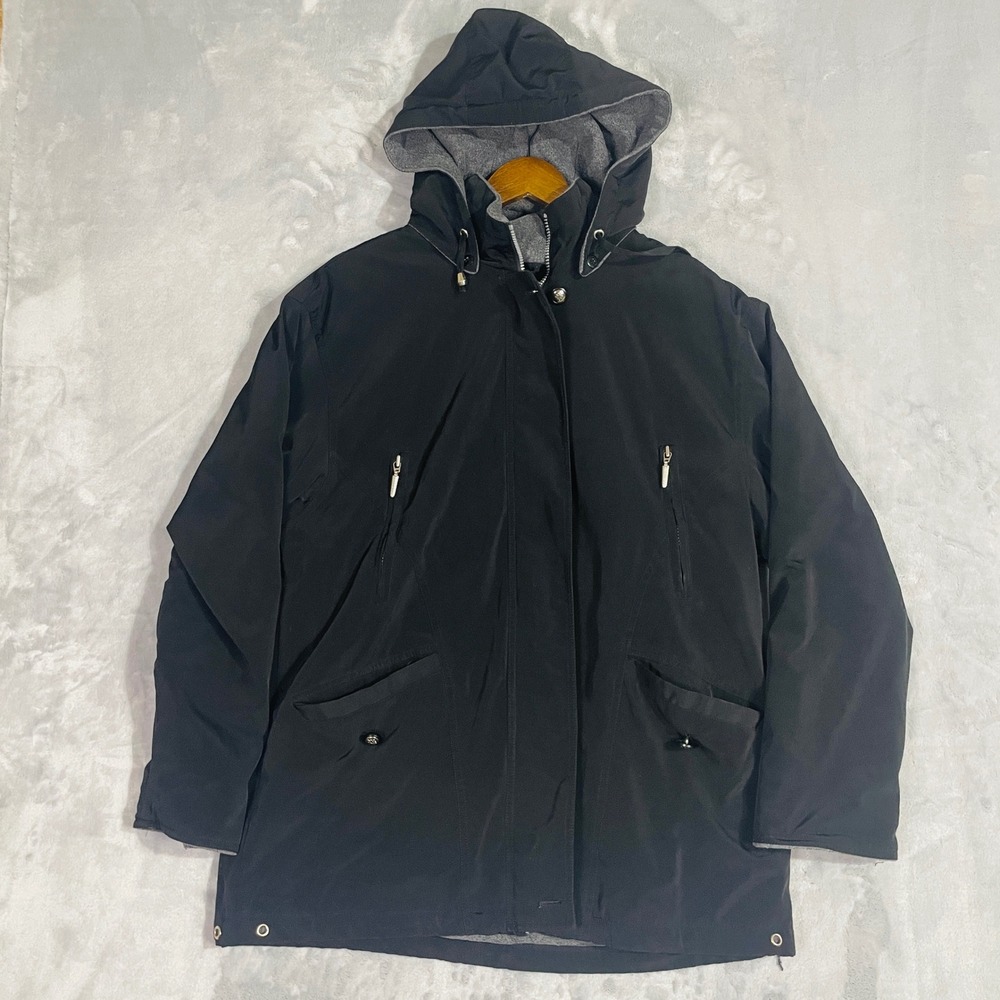 Outbrook Hooded Parka Jacket Mens Medium Black Fleece Lined Made in Korea